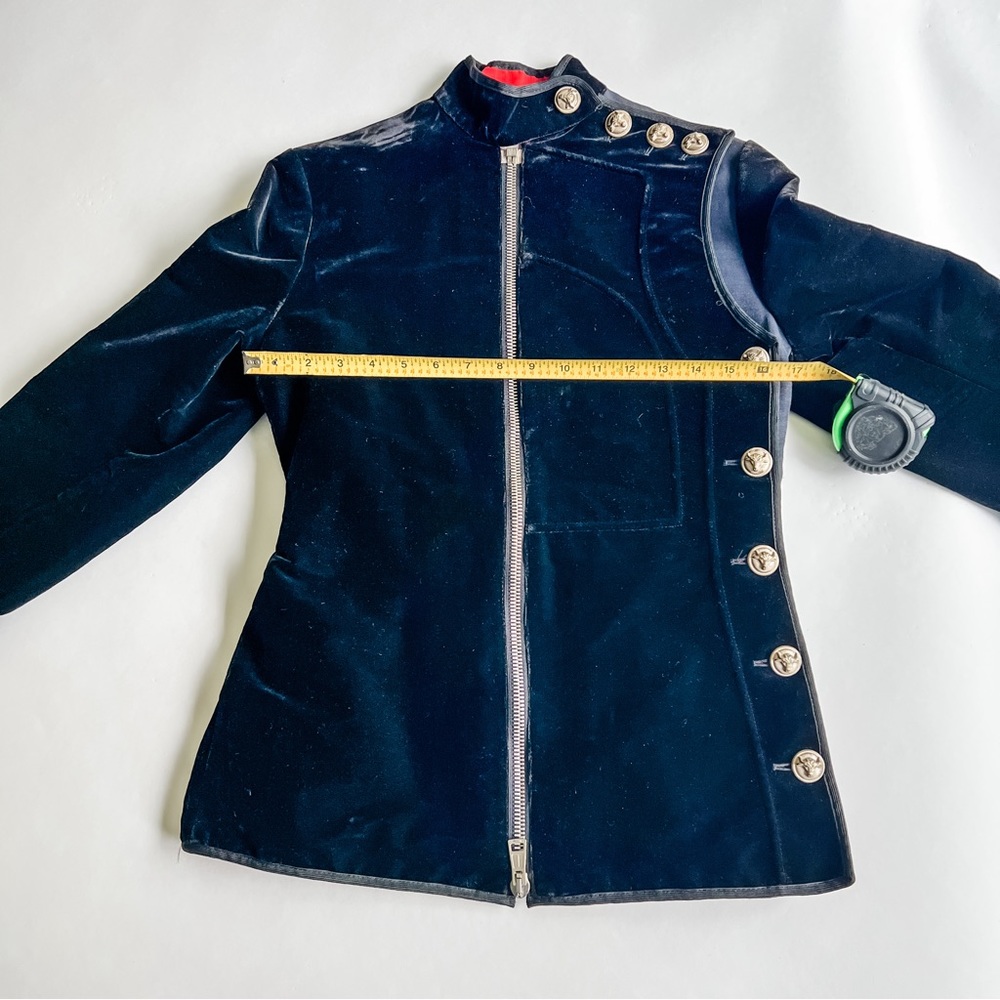 Vintage Jean Paul Gaultier Black Velvet Military Jacket S Eu 42 - Picture 11 of 13